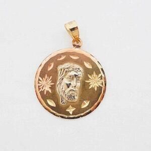 Estate Sale 14k Multi-Tone Gold Pendant Multicolor Round Vintage Style 1.17